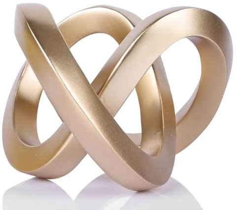 DOVDOV Dekorative Skulptur mit goldfarbenem Knoten, goldene Raumdekoration, Ästhetik, Mobius-Ringstatue für Regale, Wohnzimmer, Fernsehschrank, Büroschrank, Couchtisch, Deko-Akzente