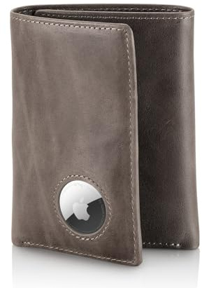 Stealth Mode RFID Blocking Mens Wallet with Airtag Holder,Trifold Billfold with 9 Credit Card Slots, ID Window,Compatible with Apple Air Tag