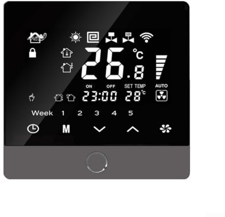 Feeshoppher WiFi Thermostat Smart Thermostat WiFi Enabled Touch Screen Programmable for Tuya Voice Control Central AC Floor Heating System 2-in-1 Weekly Schedule Power Outage Memory(Grey)