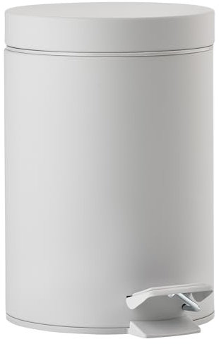 Zone Denmark Solo Mülleimer fürs Bad, Kosmetikeimer, Abfalleimer fürs Badezimmer, Durchm. 17 cm, Höhe 25 cm, Fassungsvermögen 3 Liter, Weichgrau (Soft Grey)