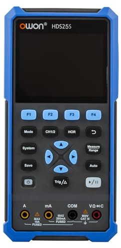 OWON Oszilloskop 25MHz Bandbreite mit Zweikanal-Oszillograph 3 in 1 Funktionen OSC+DMM+AWG(25MHz/2+1CH/HDS25S)