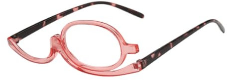 Yphzmtz Make-up-Brille, Reversible Linsen-Falt-Lesebrille, Schwenkbare Make-up-Brille für Mädchen, Frauen - 2.5 (Rosa)