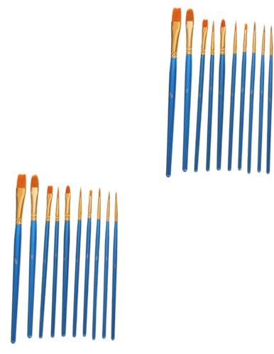 DOITOOL 2 Sätze Pinselset Bürsten Farbe Klein Pinsel Streichen Bußgeld Malereien Für Erwachsene Malerei Künstlerpinsel Aquarellstift Malutensilien Pinsel Für Holz Nylon Blau 10 Stück * 2