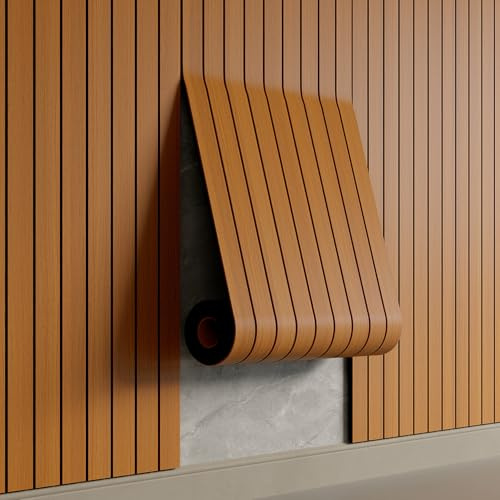 YU LI 3DH Panneau mural à coller PVC à lattes 300 x 40 cm - Papier peint autocollant imitation épais en faux bois de noyer - Panneaux muraux insonorisants 3D pour murs et plafonds