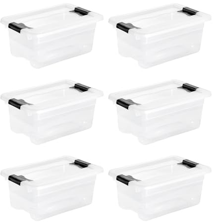 keeeper cornelia 6x Aufbewahrungsbox mit Deckel und Schiebeverschluss, 29,5 x 19,5 x 12,5 cm, 4 l, Transparent