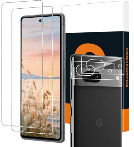 Carantee 2+2 pièces Verre Trempé pour Google Pixel 7A 5G avec Caméra Arrière Protecteur, Bord 2.5D Ultra-Clair vitre protection pour Google Pixel 7A, Sensible au Toucher Film Protection écran