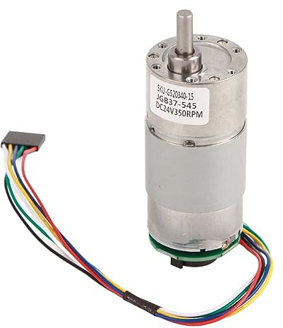 Haofy Encoder-Getriebemotor, Großer Torsionsgeschwindigkeitsreduzierungsmotor für Intelligente Geräte, 12/24-V-Strom für Intelligente Kehrmaschinen, überwacht Ganzmetallmaterial (24V, Drehzahl 350)