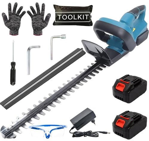 Tagliasiepi Elettrico con Lama da 52 cm e Due Batterie da 48V Senza Fili Lame Doppie Lunghe Motore Potente per Siepi e Arbusti con Accessori