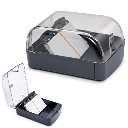 Visitenkartenbox,Visitenkarten Aufbewahrung,Für 350 Visitenkarten,Mit A-Z Register,Karteikarten Box,Karte Organizer Box Schreibtisch,Business Card Holder,Karteibox,Für Ausweise,Bankkarten