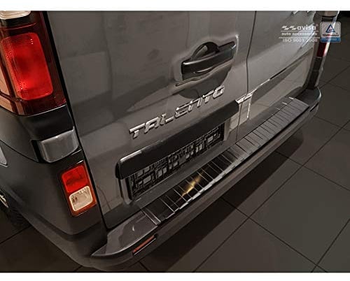 Avisa Schwarz Edelstahl Heckstoßstangenschutz kompatibel mit Opel Vivaro 2014-2019 & Renault Trafic 2014-2019 & FL 2019- / Fiat Talento 2016- / Nissan NV300 2016-2019 & FL 2019-2021 'Ribs'