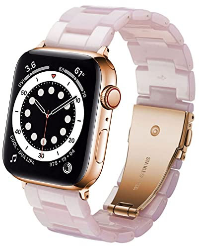 DEALELE Compatible iWatch Band Resina con Henbilla Metálica Reemplazo para Correa, si es aplicable Apple Watch Series 4/3 / 2/1, Rosa, 38mm/40mm