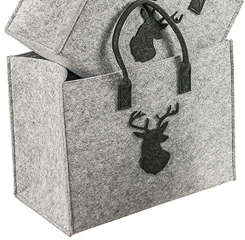 LaFiore24 Hochw. Filztasche Einkaufstasche Shopper Festival Hirsch Groß 42 x 22 x 33 cm