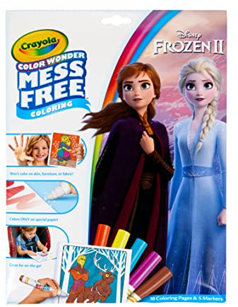 CRAYOLA Color Wonder - Set para Colorear con 18 Páginas y 4 Rotuladores Sin Manchas, Tema Frozen 2, Versión Italiana, 75-7002
