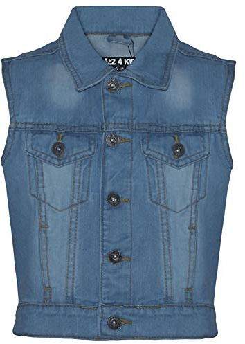 A2Z 4 Kids Boys Denim Jacket Fashion Jeans Gilet Faded Stylish - Denim Jacket JK18 Light Blue 5-6