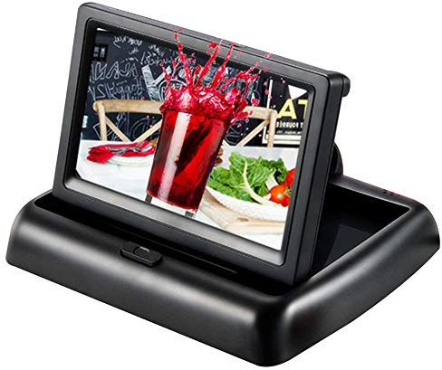 PolarLander Sistema di parcheggio per Telecamera Pieghevole per Monitor LCD TFT da 4,3 Pollici con Monitor per Auto Pieghevole per Monitor retrovisore per Auto NTSC Pal