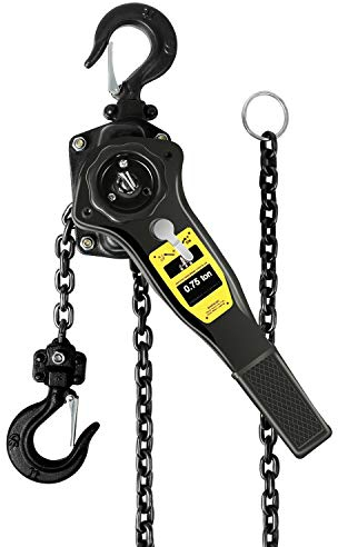 Manual Lever Hoist Come Along 3/4 TON 1650 LBS Capacity 10FT Lift 2 Heavy Duty Hooks Commercial Grade Steel for Lifting Pulling Construction Building Garages Warehouse Automotive Machinery