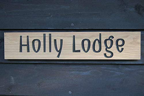 Personalised Oak House Sign - 45cm x 10cm - Custom Engraved Carved Wooden Name Plaque