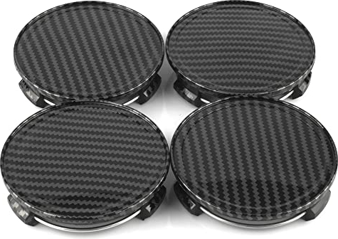 RhinoTuning 4 Stück Radnabenkappen für Benz Honda Nabendeckel OD 75 mm ID 69,5 mm, Schwarz-weiß Radnabenabdeckung Geeignet für S300 ML350 W210- E320E200 CLS55AMG S2000 Rad, 2204000125 Felgendeckel