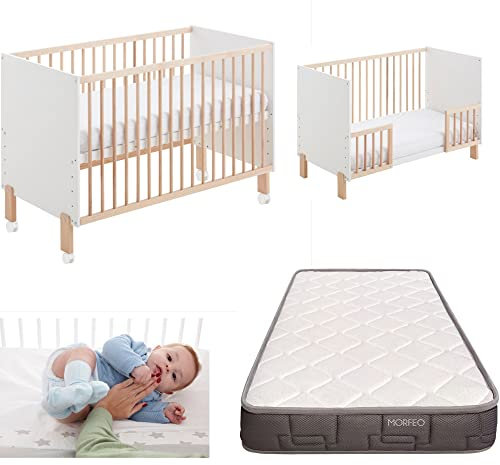 COOL · DREAMS Cuna colecho Convertible en Cama Umami. Incluye colchon Morfeo, Kit colecho, barandillas de Seguridad y 4 Ruedas CoolDreams