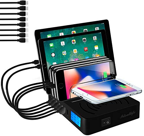 Organisateur de Station Appareils sans Fil à 8 Ports pour Plusieurs appareils, Chargeur USB Multipleavec diviseurs réglables, Compatible avec téléphones, tablettes et Autres appareils