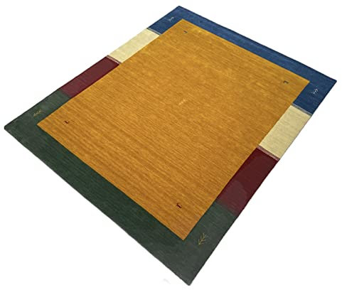 WAWA TEPPICH Handgefertigter orientalischer Gabbeh Teppich aus 100% Wolle Loom Handgewebte Gelb 250X300 cm