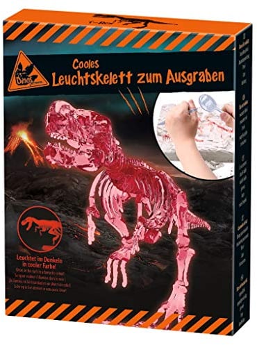 moses. 70000 Cooles Leuchtskelett zum Ausgraben I Nachtleuchtendes T-Rex Skelett zum Zusammenstecken in Rot I Ausgrabungsset für Kinder