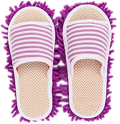 Volicph Zapatillas de limpieza con zapatillas desmontables de microfibra para limpieza de suelos, paño para el polvo, zapatillas de mopa, zapatos de limpieza, morado, 39/41 EU