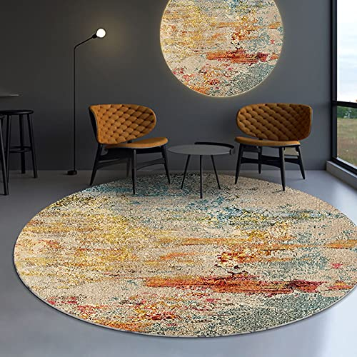 XFSHKJS Klassische Teppiche 80cm 100cm 120cm 140cm 160cm 180cm 200cm Runder Teppich Für Wohnzimmer Küche Waschbar rutschfeste Esstisch Matten Boden Dekor Matte (Size : Durchmesser 180cm)