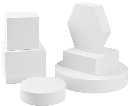 GISELA D Fotografie Stil-SchaumblöCke Geometrische Fotoshooting Form Produkte Prop FüR Schmuck Make-Up Ornament Kosmetik,Weiß（ 6 Stück）