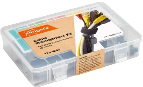 Vogel's TVA 6203 Kabelführungsset, Das Kit enthält: Kabelbinder, Kabelclips, Kabelbinder-Montageblöcke, Kabel-Markierungen (40 Artikel)