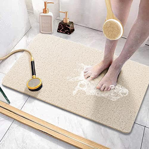 Duschmatte rutschfest waschbar, 60 x 40 cm Anti-Schimmel | Schnell trocknend | Luffa Massage | Weich Komfort Duschmatten Badewannenmatte mit Ablauf