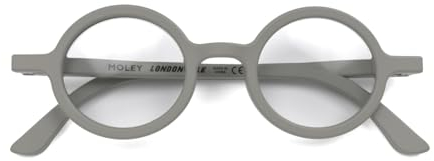 LONDON MOLE Brillen | Moley-Lesebrille | Runde Lesebrille | Coole Leser | Stilvolle Lesebrille | Herren Damen Unisex | Federscharniere | Mattgrau | + 2,5 Vergrößerung