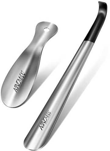 NINEMAX Chausse Pied Long Metal, Chausse Pieds Long Manche | Chausse-Pieds Acier Inox 42cm pour Homme Femme (Argent)