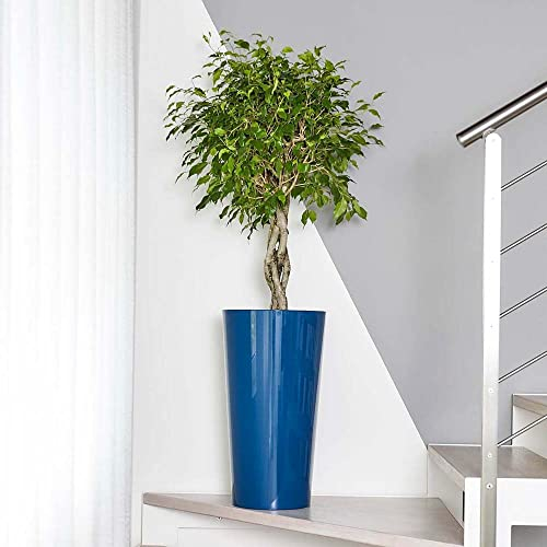 Euro3plast Tuit 2858.T4 Blumentopf mit Einsatztopf 40 cm Ø rund x 73 cm hoch Farbe Petrol Blau