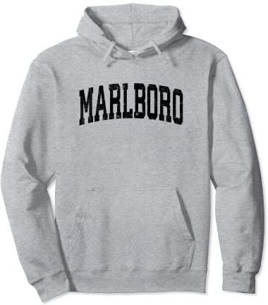 Marlboro New Jersey NJ Vintage Leichtathletik Sport Schwarz Pullover Hoodie