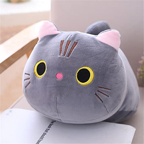 Katze Stofftier Plüschtier, Plüschkissen Tier Kissen süße Weiche Kuscheltier Plüsch Katze Spielzeug (Grau,50cm)