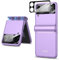 Miimall Custodia a Cerniera con Samsung Z Flip 4, Cerniera Magnetica con Vetro Temprato Schermi Piccoli e Fotocamere Copertura Protettiva, Ricarica Senza Fili Cover per PC Antiurto per Flip 4, Viola
