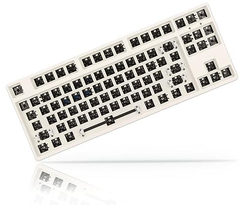 Lazmin112 Mechanisches Tastatur-Kit Zum Selbermachen, RGB-TKL-Layout-Schalter mit 87 Tasten, Gaming-Tastatur, Hot-Swap-ABS-Aluminiumlegierung, Modulare Mechanische Tastatur für Heimwerker(Weiß)