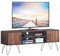 COSTWAY TV-Schrank für Fernseher bis 60 Zoll, Fernsehschrank mit Türen & offenen Regalen, Fernsehtisch mit verstellbarem Regal, für Wohnzimmer, Schlafzimmer, 150 x 40 x 56 cm