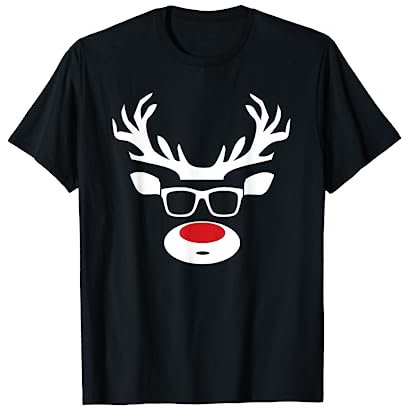 Weihnachtsoutfit Xmas Weihnachten Geschenkidee - Lustige Santa Weihnachtsbekleidung Rentier Rudolf Weihnachts T-Shirt - Frauen - Unisex-Erwachsene - Schwarz - S - Kurzarm - T-Shirt - Cartoon - Winter