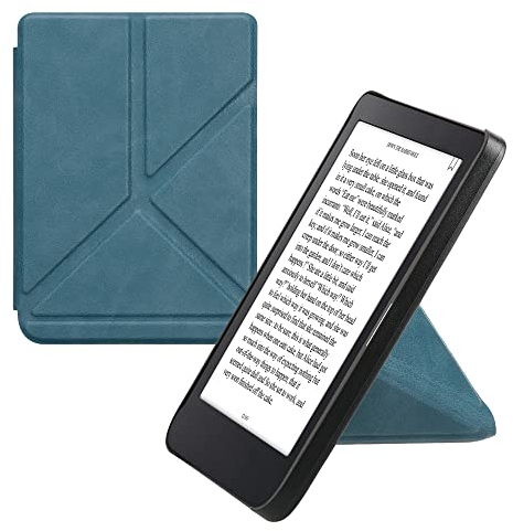 kwmobile Hülle kompatibel mit Kobo Clara 2E / Tolino Shine 4 Hülle - Kunstleder Case - eReader Schutzhülle - Cover Petrol