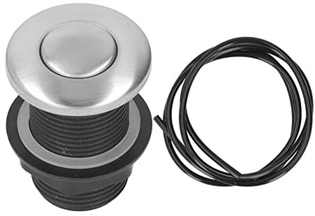 TOPINCN Interruptor de Aire Superior del Fregadero, Botón Pulsador, Triturador de Basura de Acero Inoxidable, Interruptor de Aire Superior del Fregadero con Manguera de 1,5 M para