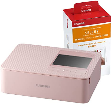 Canon SELPHY CP1500 Wireless Photo Printer inc RP-108 Ink Paper Set - Pink