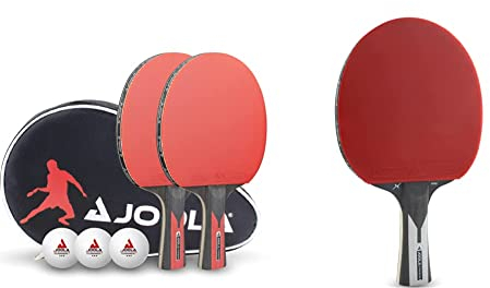 JOOLA Tischtennis Set Duo Carbon & 54206 Tischtennisschläger Carbon X Pro ITTF genehmigter Profi Wettkampf Tischtennis-Schläger 7 Sterne, 2 MM Schwammstärke, Schwarz/Grau