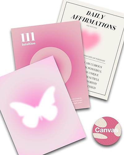 HesenDot Wandkunst, Retro-Farbverlauf, 3er-Set, rosa Aura-Poster, Affirmationsposter, 30,5 x 40,6 cm, hochwertige Leinwand-Wandkunst, Kunstposter