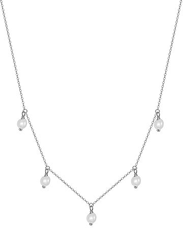 ANAZOZ Collier, en Argent Véritable 925, Perles Naturelles, 42+5CM, Femme Fantaisie