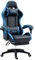 Vinsetto Sedia da Gaming Ergonomica in Pelle PU e Acciaio con Poggiatesta e Altezza Regolabile, Poltrona Gaming con Schienale Reclinabile e Cuscino Lombare, 65x65x121-129 cm, Blu e Nero