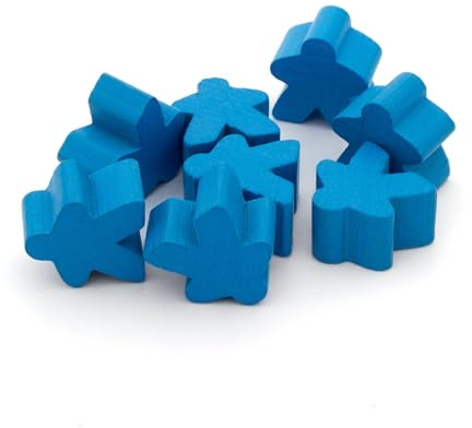 Spieltz 100 hellblaue Spielfiguren für Brettspiele aus Holz, 16x16x10 mm, Brettspiel-Zubehör, Made in Germany (Hellblau, 100 Stück)