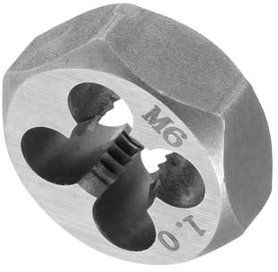 CoCud Terraja de Roscar Hexagonal M6 x 1 Paso Herramienta de Roscado de Tubos Cilíndricos de Acero al Carbono con 4 Orificios para Virutas para Reparación de Roscas