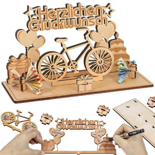 Fahrrad Geldgeschenke Radfahren Geschenke Holz Gästebuch Geburtstag Geldgeschenke Geburtstag Geburtstagsgeschenk für Männer Geeignet zum Dekorieren von Esstischen Gartenpartys usw